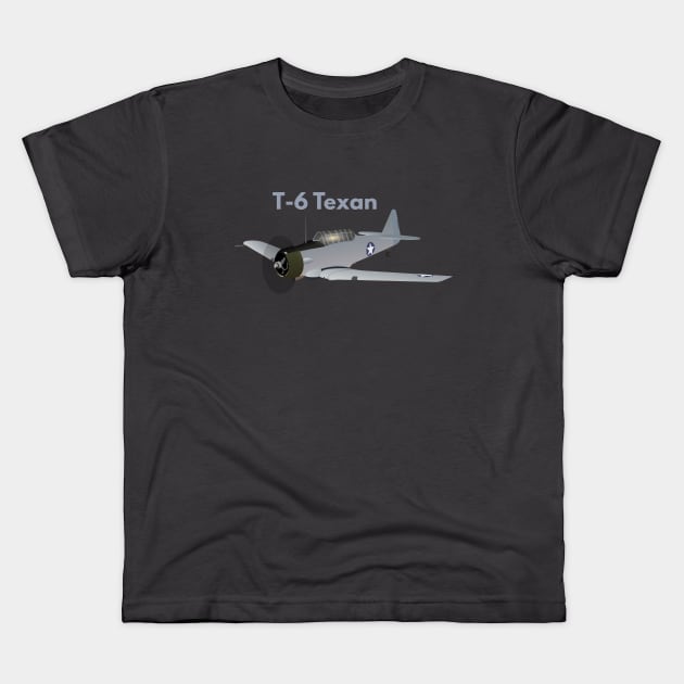 T-6 Texan Trainer Aircraft Kids T-Shirt by NorseTech